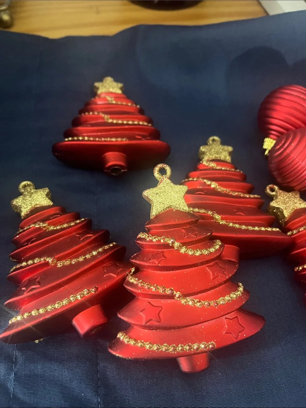 Red & Gold Christmas Tree and Bauble Ornament Set
